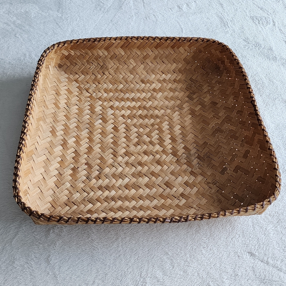 Vintage XL Hand Woven Bamboo Winnowing Basket Decor‎ Boho Chic Made Philippines